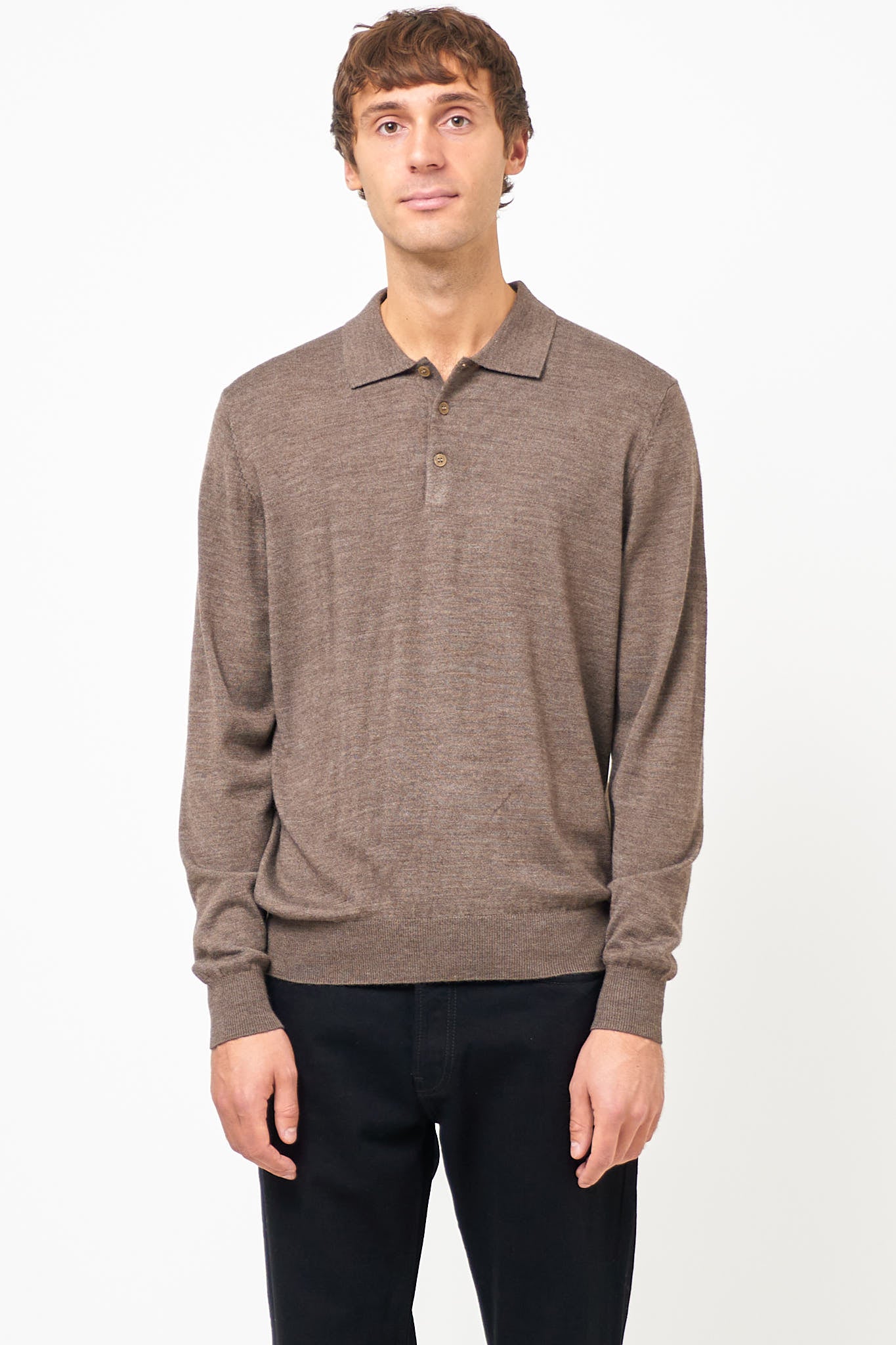 Otto Merino Polo Brown Melange