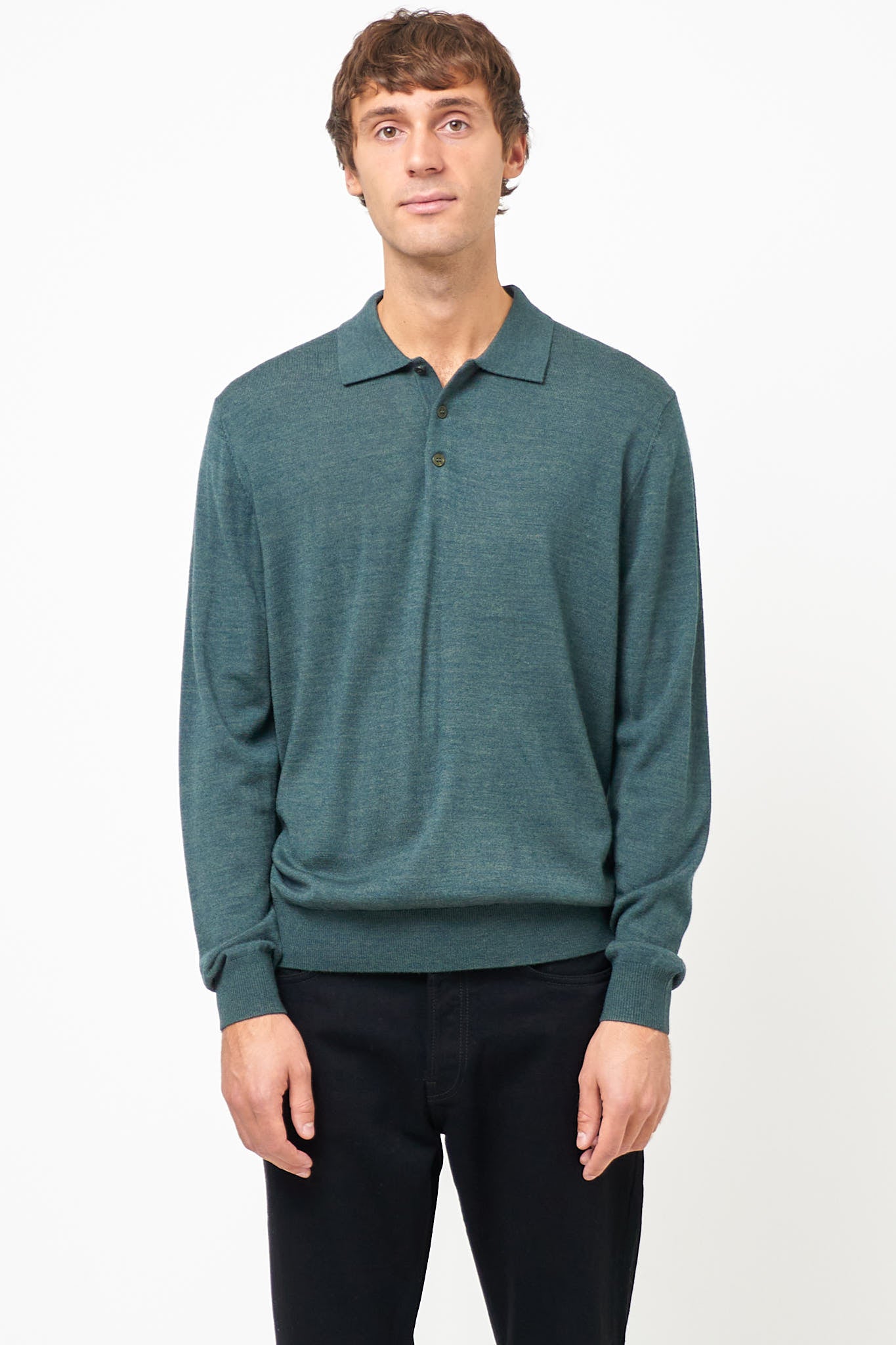 Otto Merino Polo Green Melange
