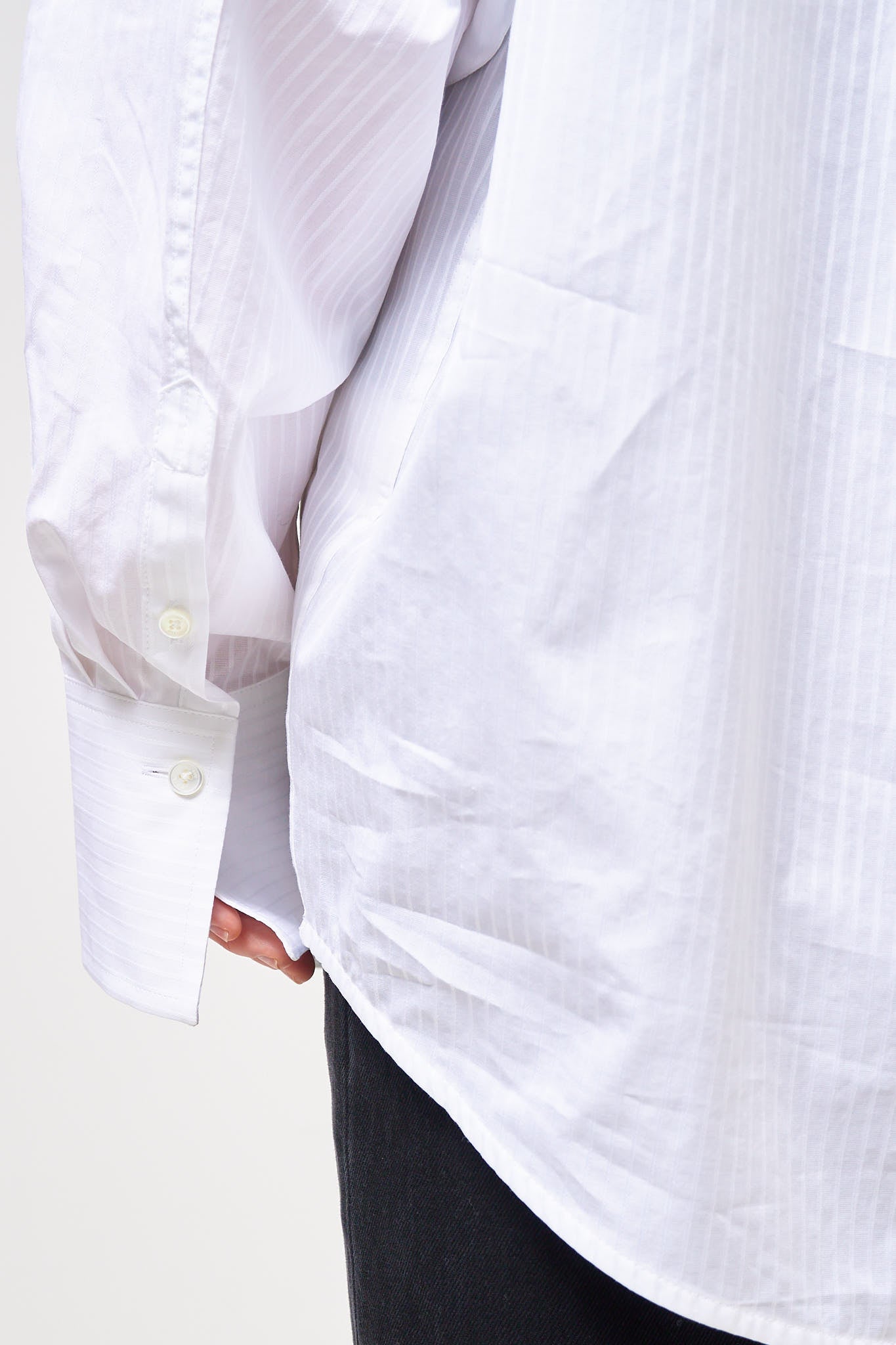 Oversized Striped Shirt White