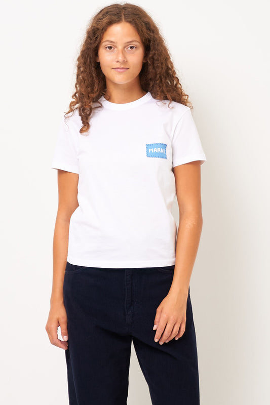 Patch T-Shirt Lily White/Sky Blue