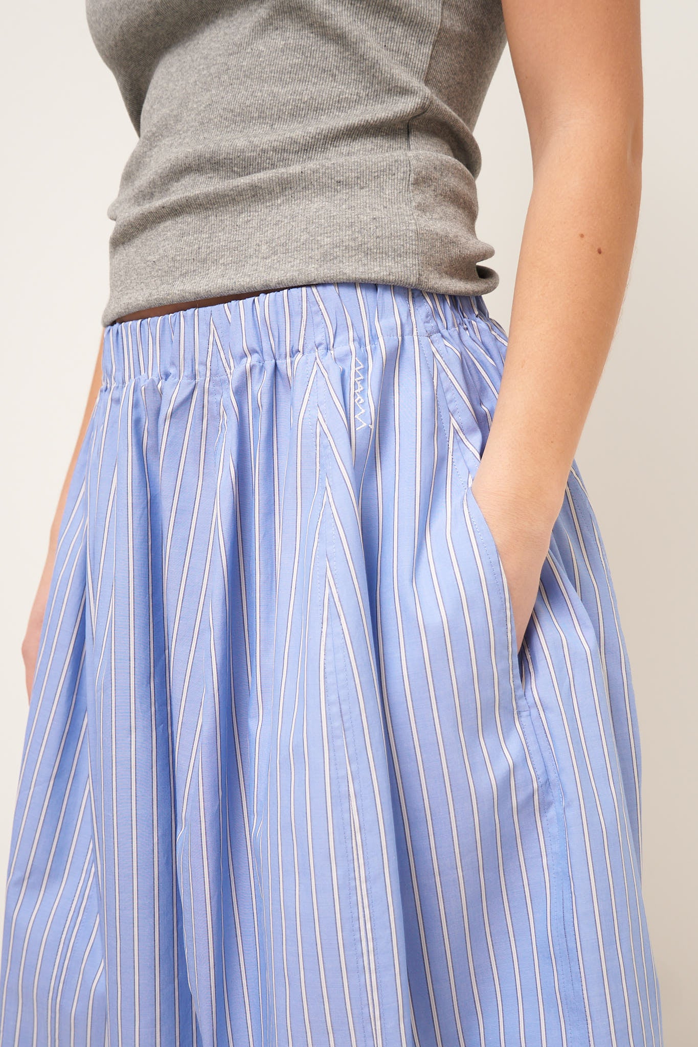 Poplin Skirt Blue Stripe