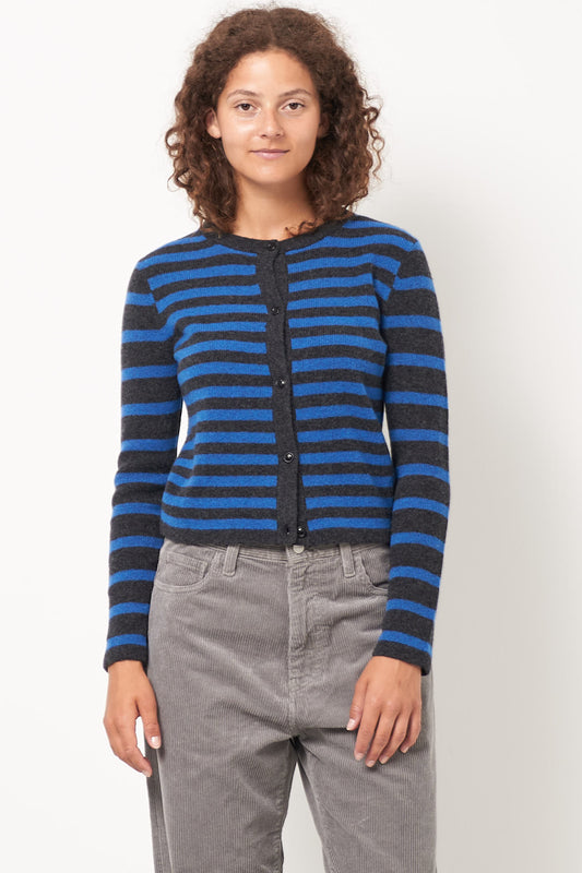 Raxow Cardigan Olympiad Striped Charcoal Melange