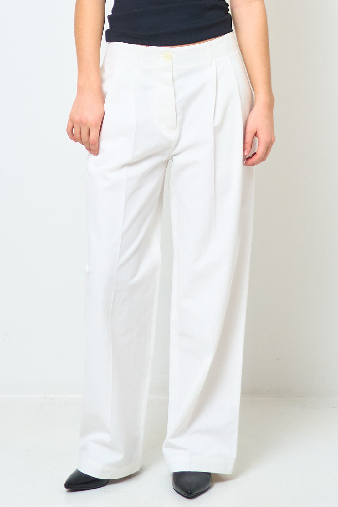 Relaxed Twill Trousers White