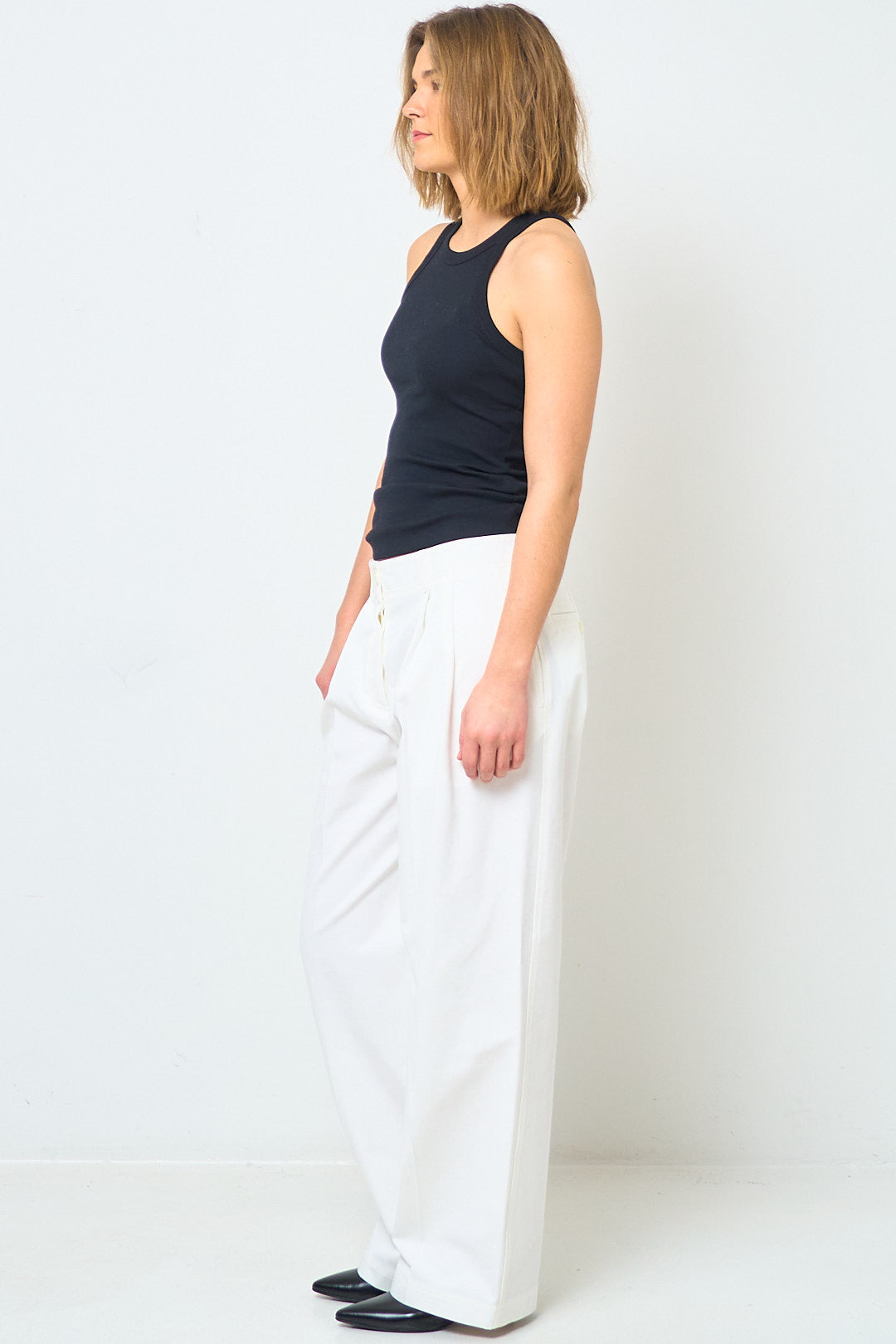 Relaxed Twill Trousers White