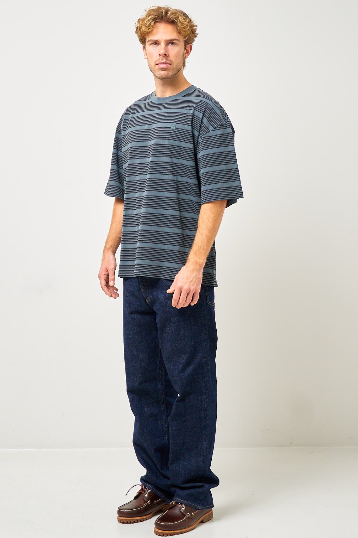 S/S Hanson T-Shirt Hanson Stripe/Kale Green