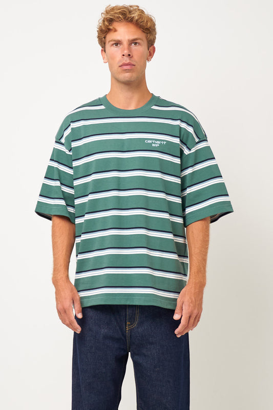 S/S Holm T-Shirt Holm Stripe/Silver Pine