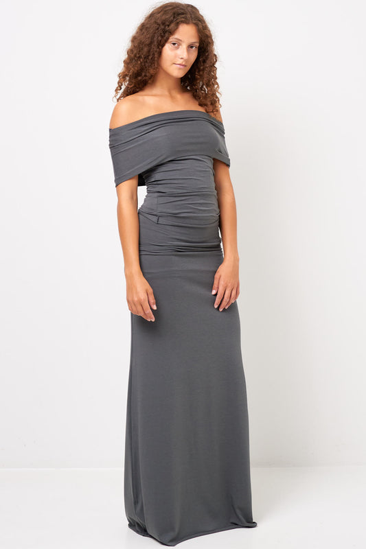 S/S Off-Shoulder Top Dark Green