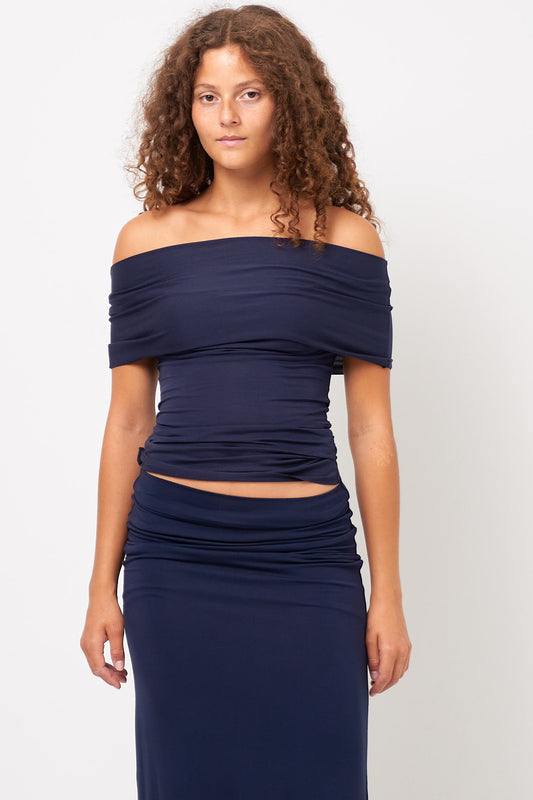 S/S Off-Shoulder Top Navy