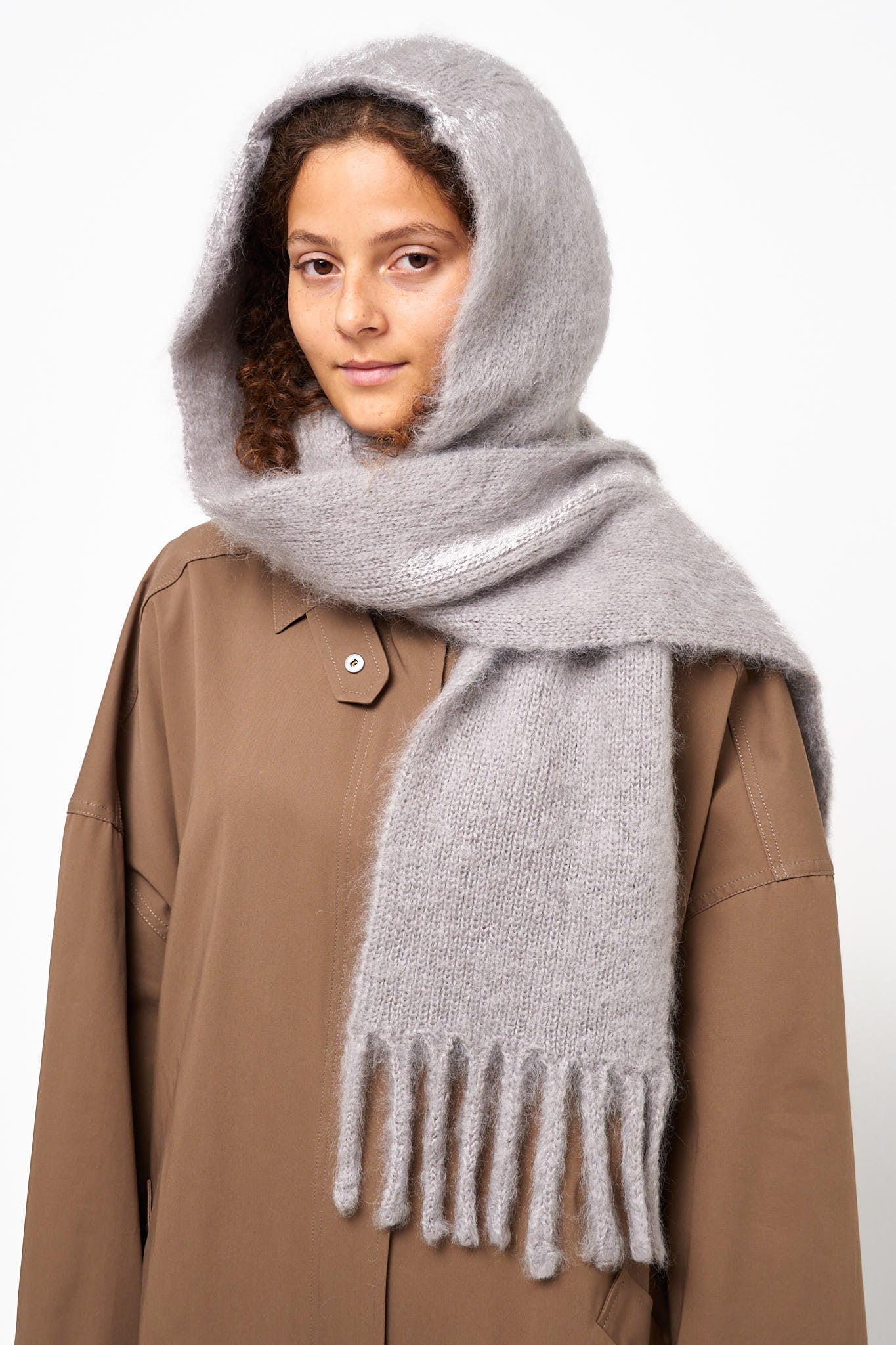 Scarf With Hood Grey