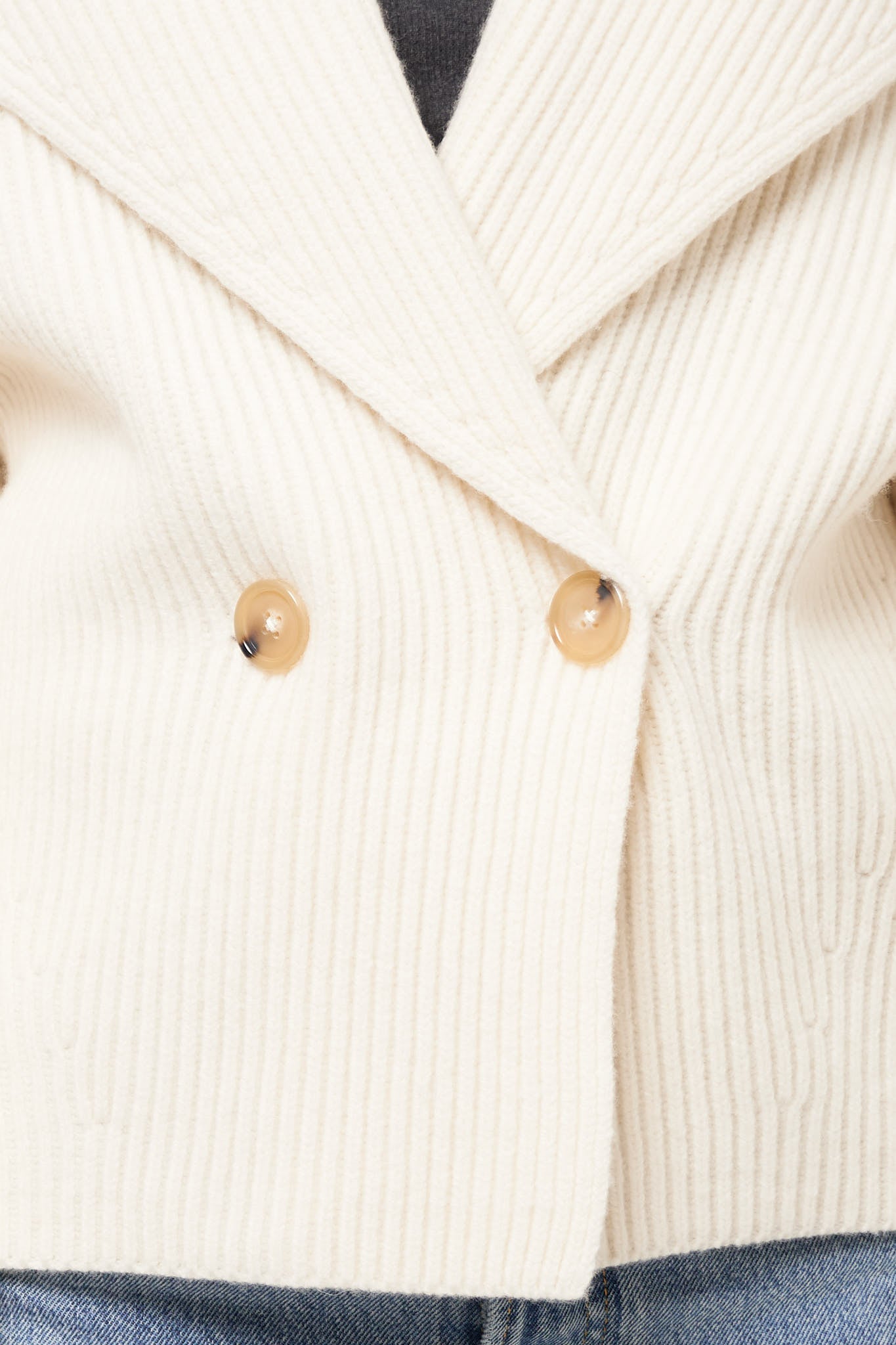 Shawl-Lapel Cardigan Milk