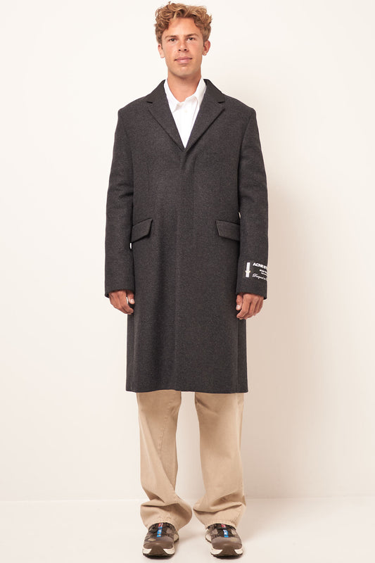 Single Breasted Wool Coat Dark Grey Melange