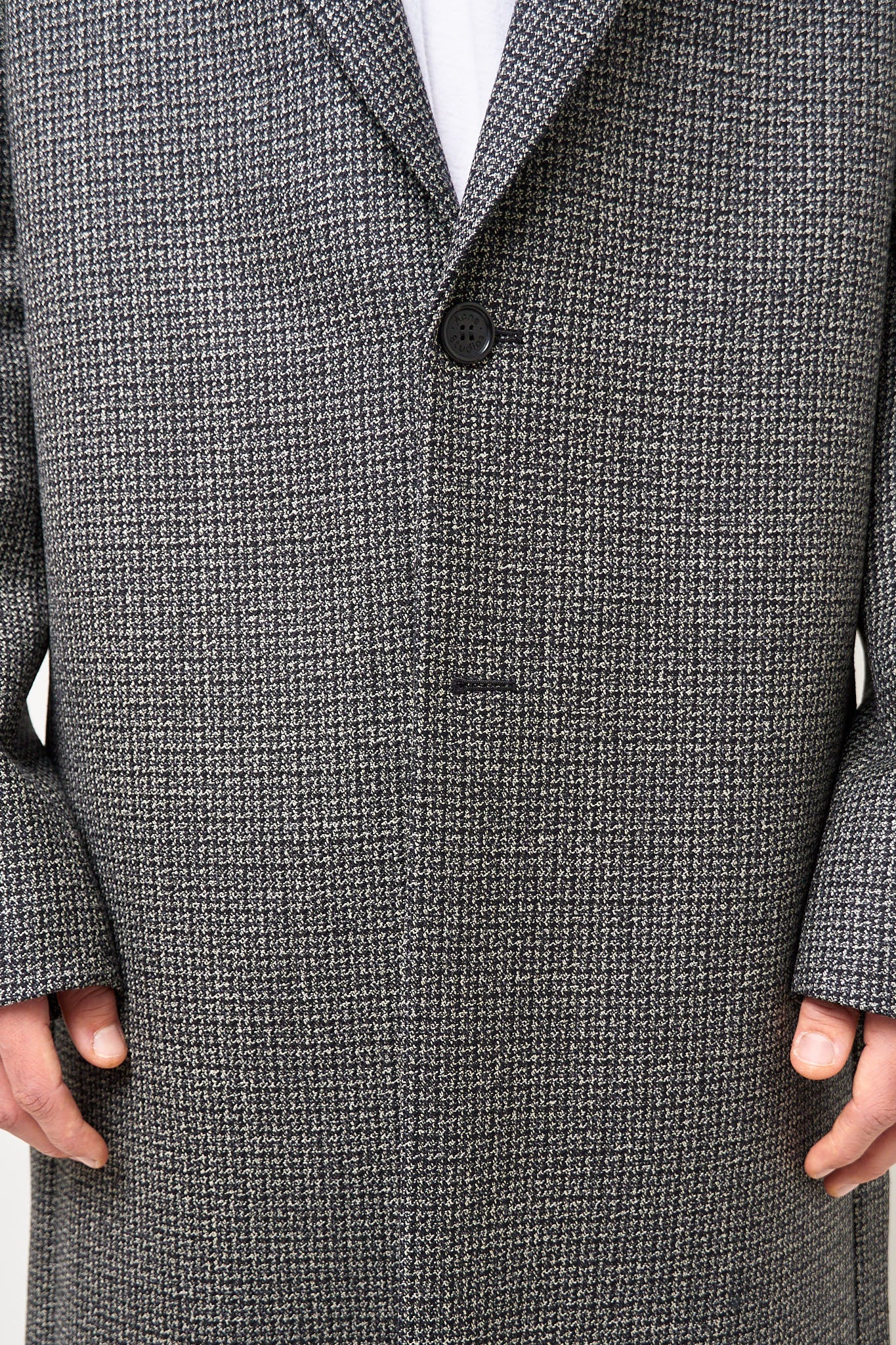 Single-Breasted Wool Overcoat Black/White