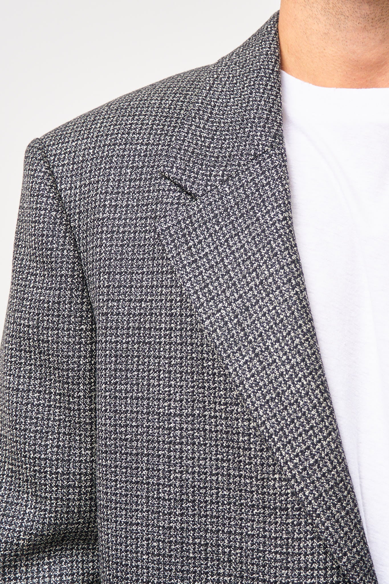 Single-Breasted Wool Overcoat Black/White