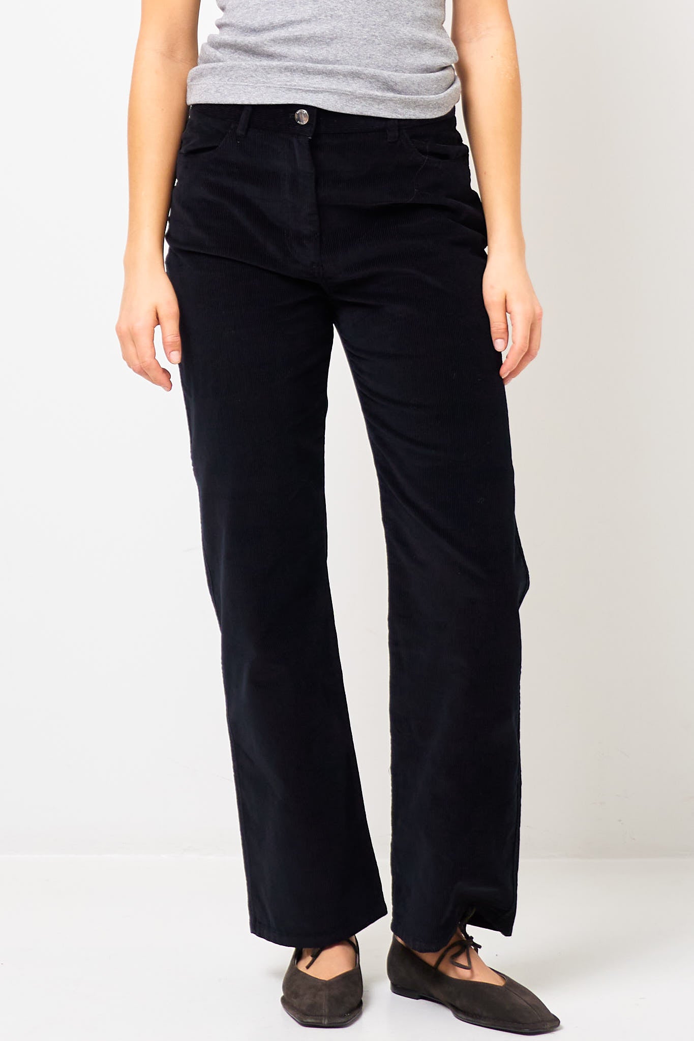 Straight Cord Trousers Black