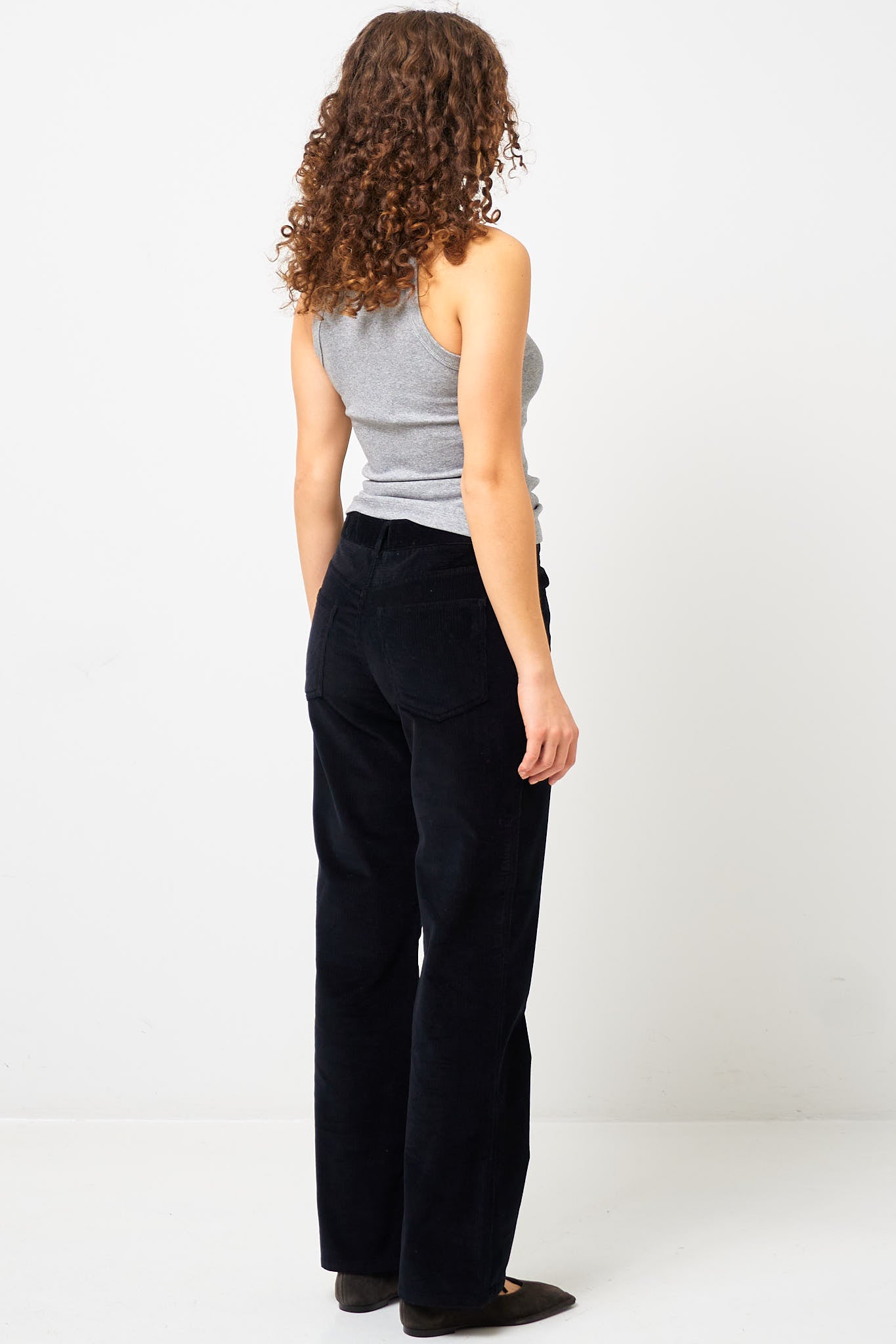 Straight Cord Trousers Black