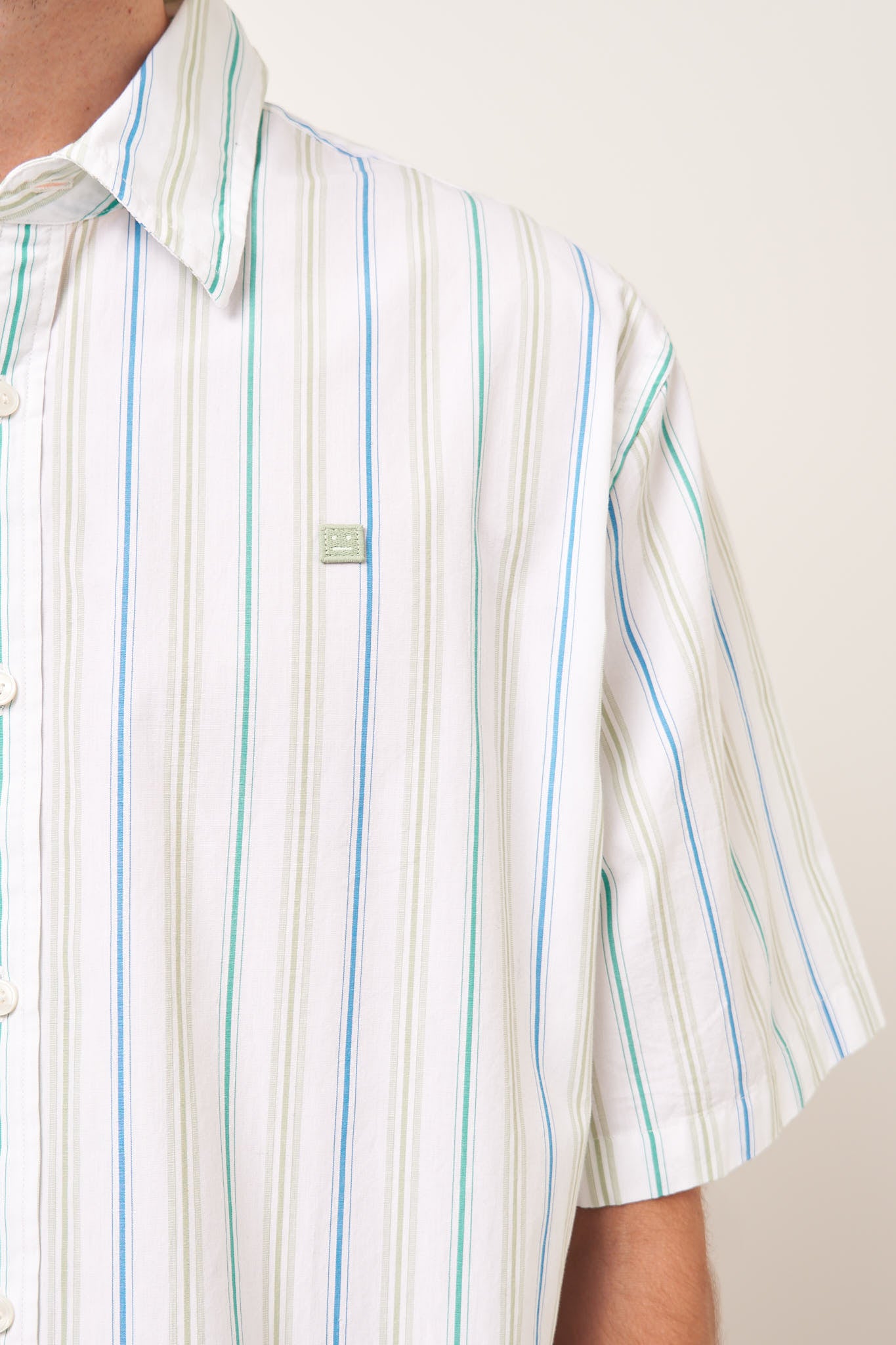 Stripe Button-Up Shirt Blue/Green