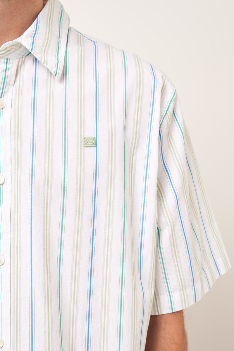 Stripe Button-Up Shirt Blue/Green