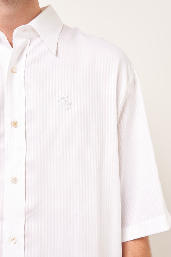 Stripe Button-Up Shirt White