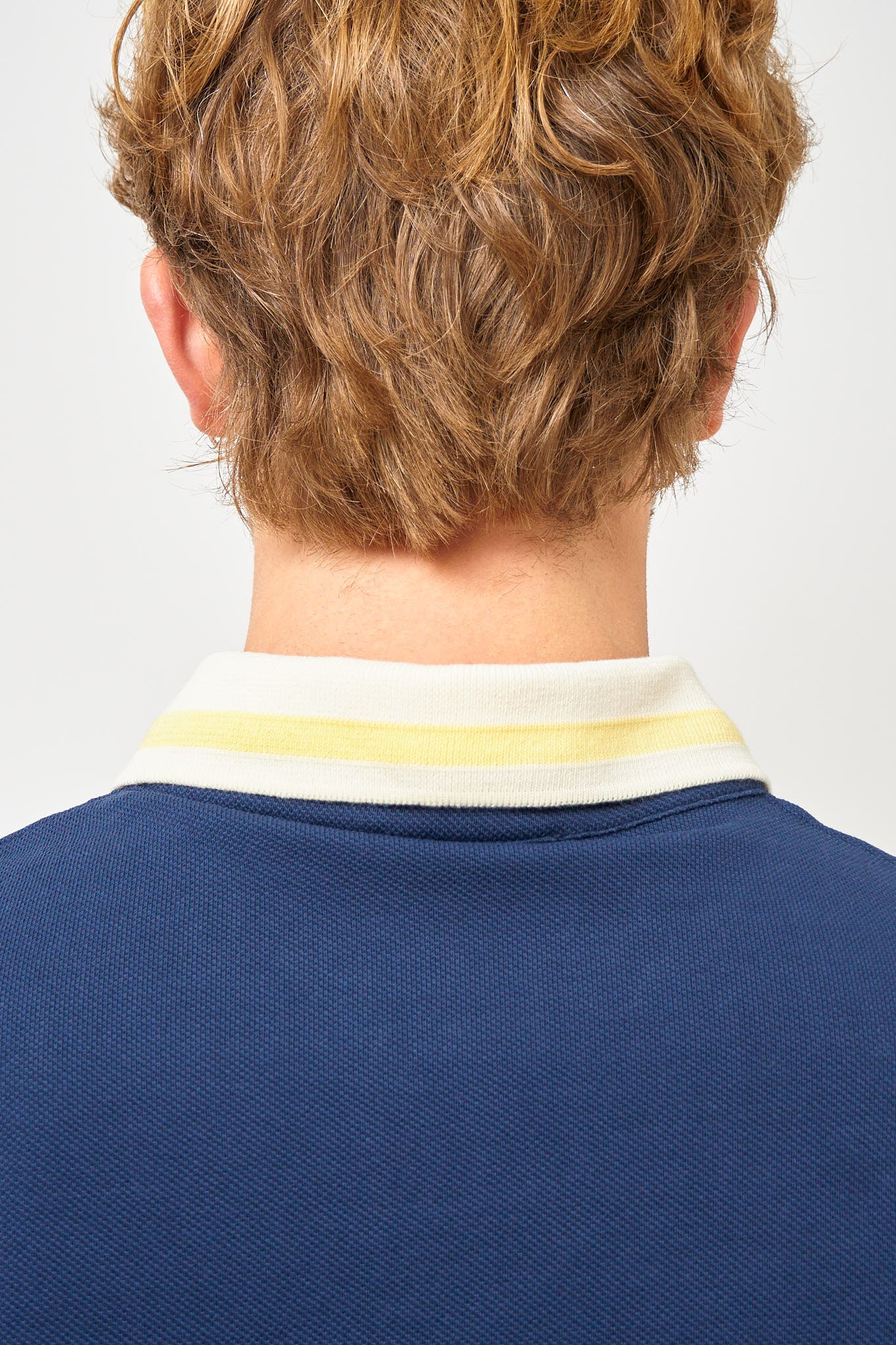 Striped Collar Polo Shirt Deep Blue