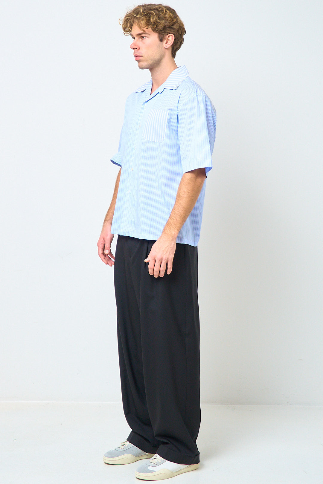 Striped Poplin Shirt Light Blue