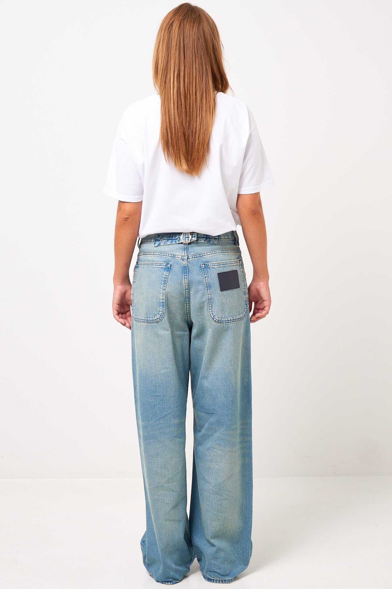 Super Wide Cinch Jeans Mid Blue Vintage