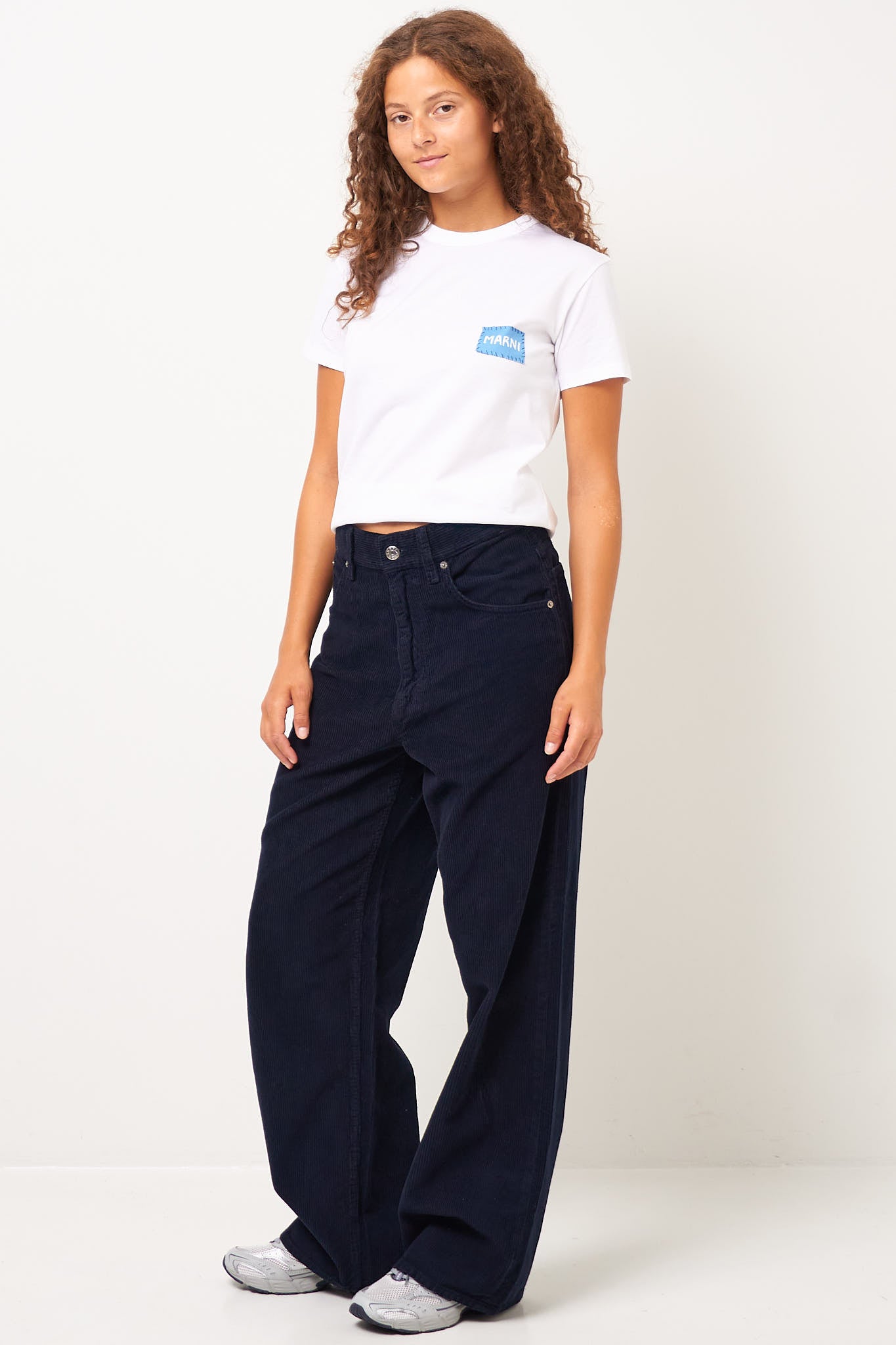 Super Wide Cord Trousers Navy