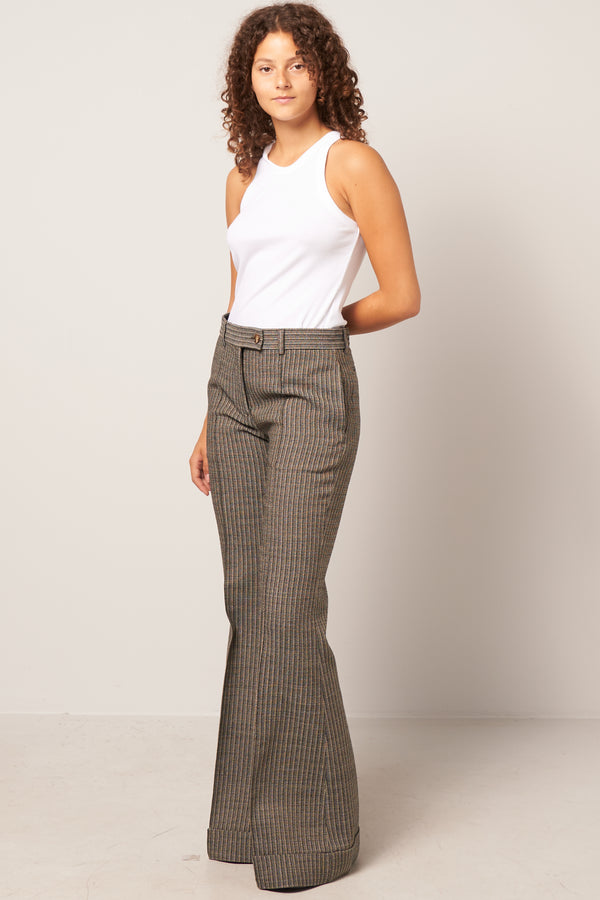 Tailored Flared Trousers Multi Taupe