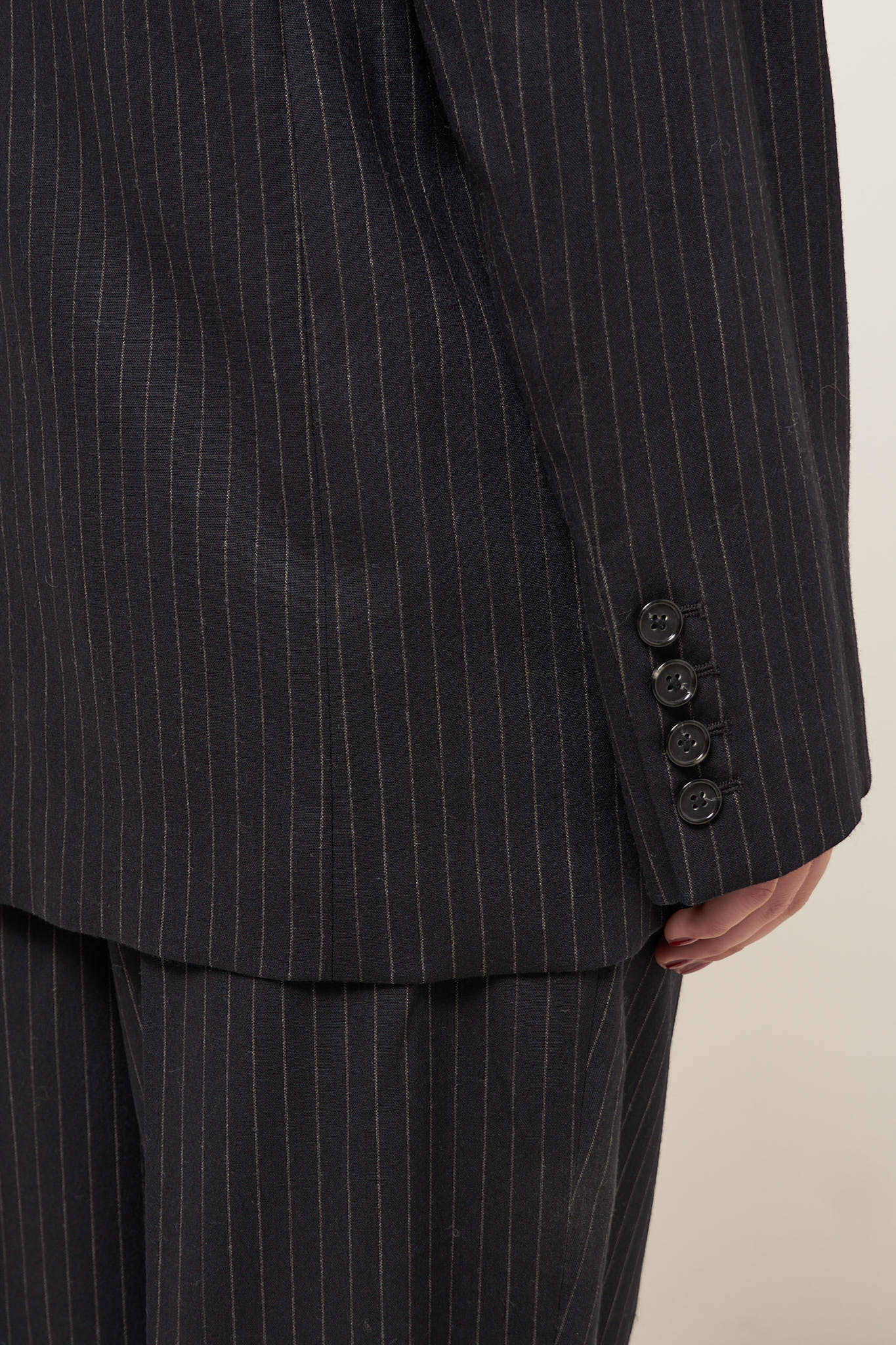 Tailored Pinstriped Suit Jacket Navy