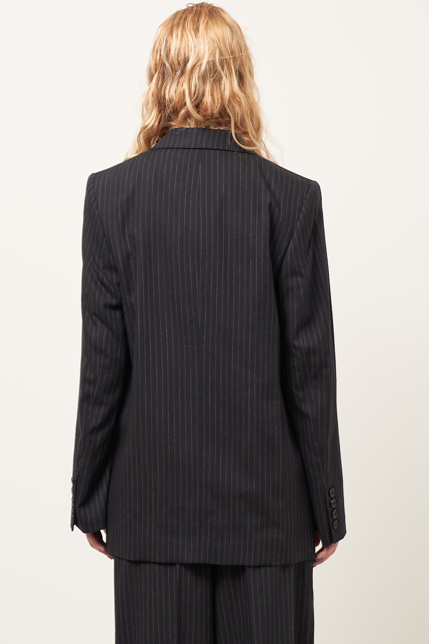 Tailored Pinstriped Suit Jacket Navy