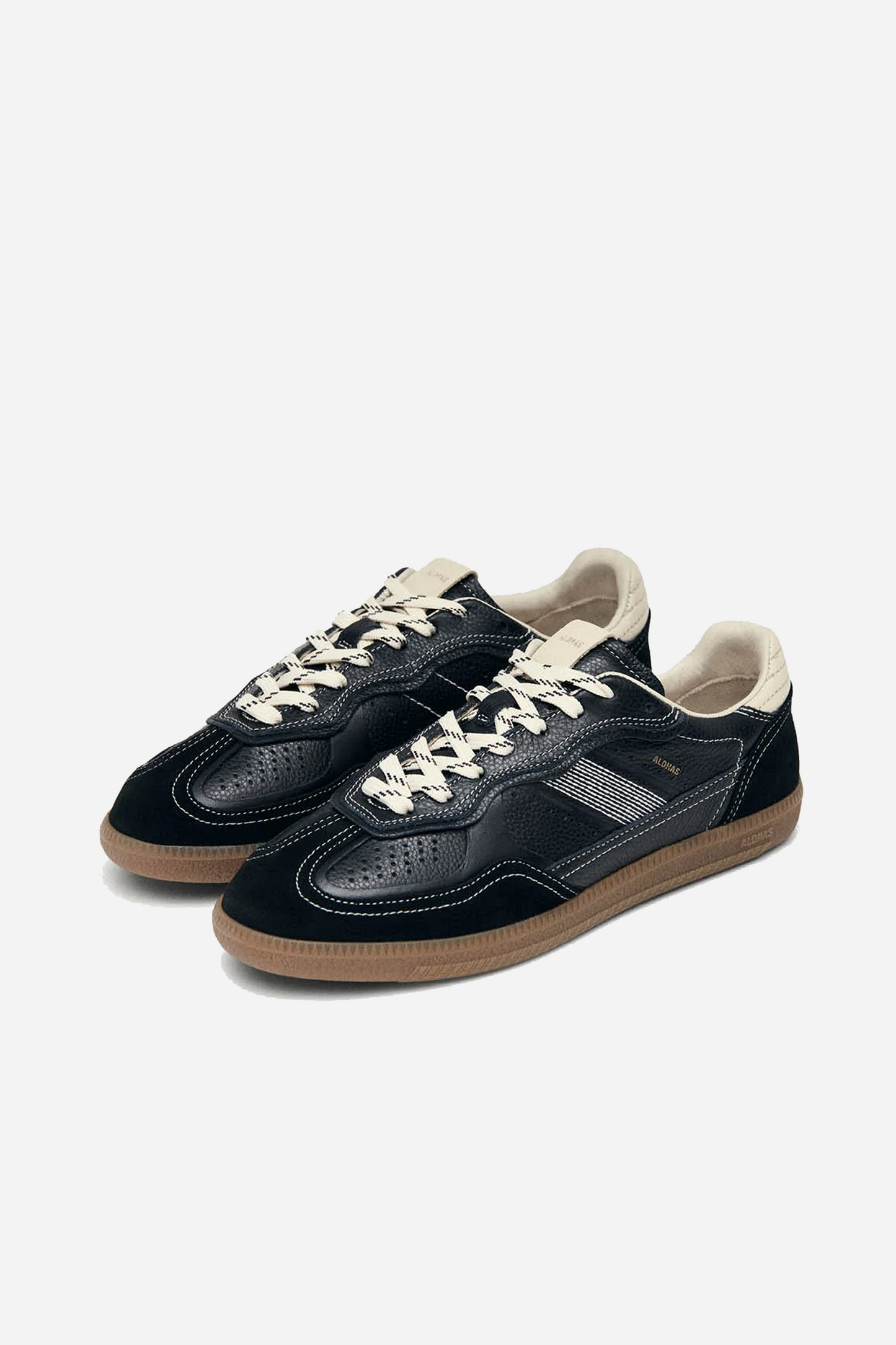 Tb.490 Rife Grain Black & Cream Leather Sneakers