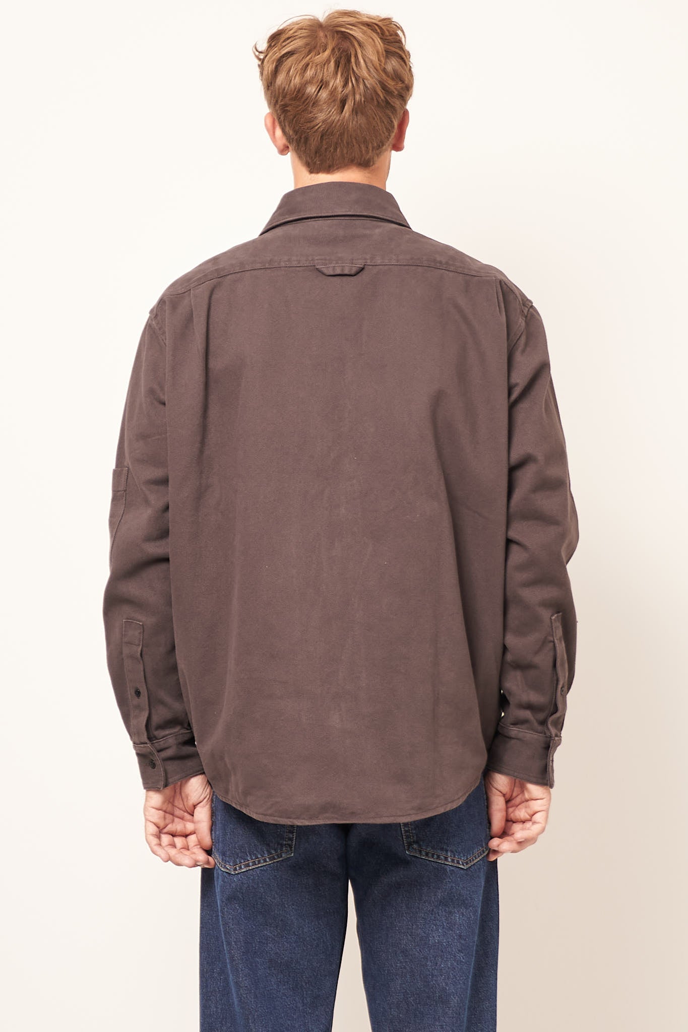 Twill Zipper Overshirt Jacket Stone Black