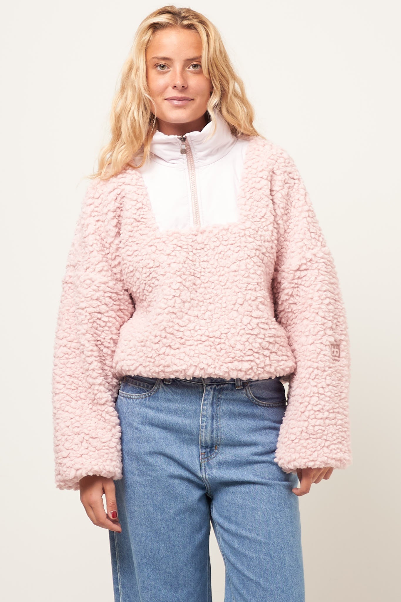 Varmahlid Shearling Zip Neck Sea Pink