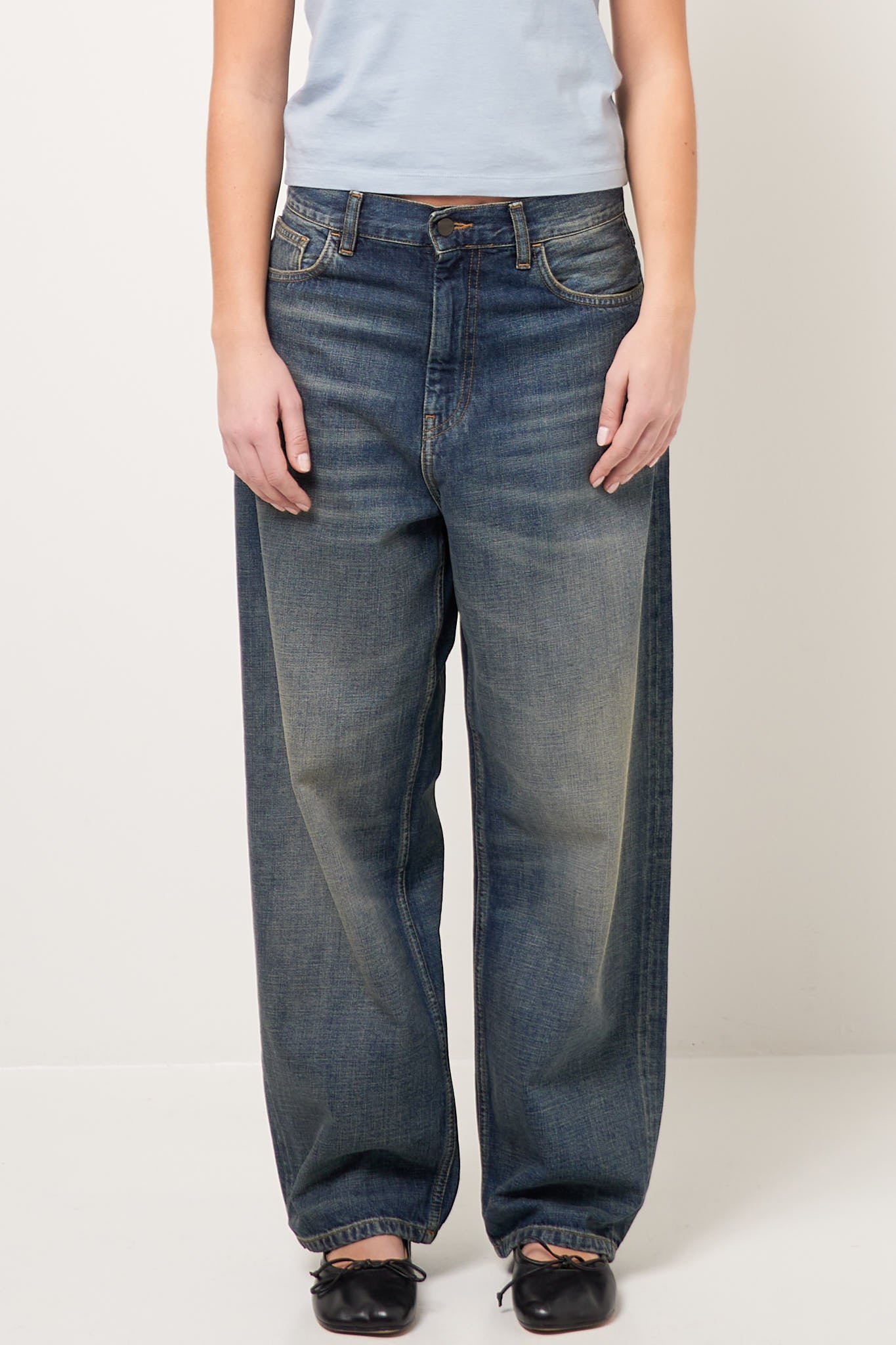 W' Brandon Pant Blue Worn Used Wash