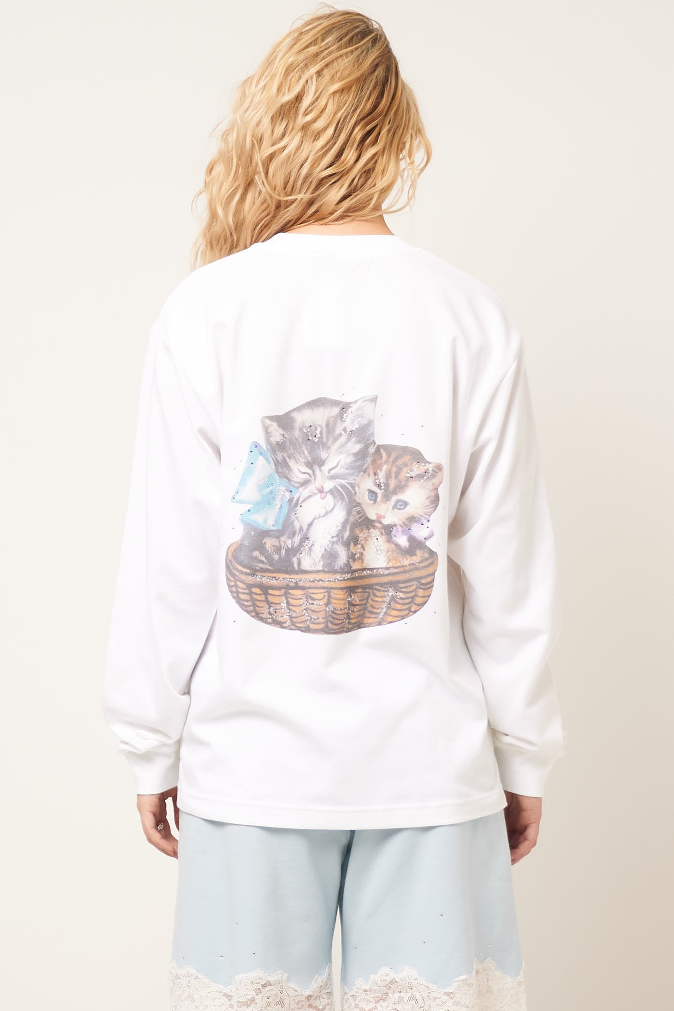 Wanna See My Kitty Cat L/S T-Shirt White