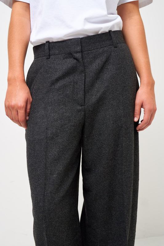 Wide Flannel Trousers Charcoal Melange