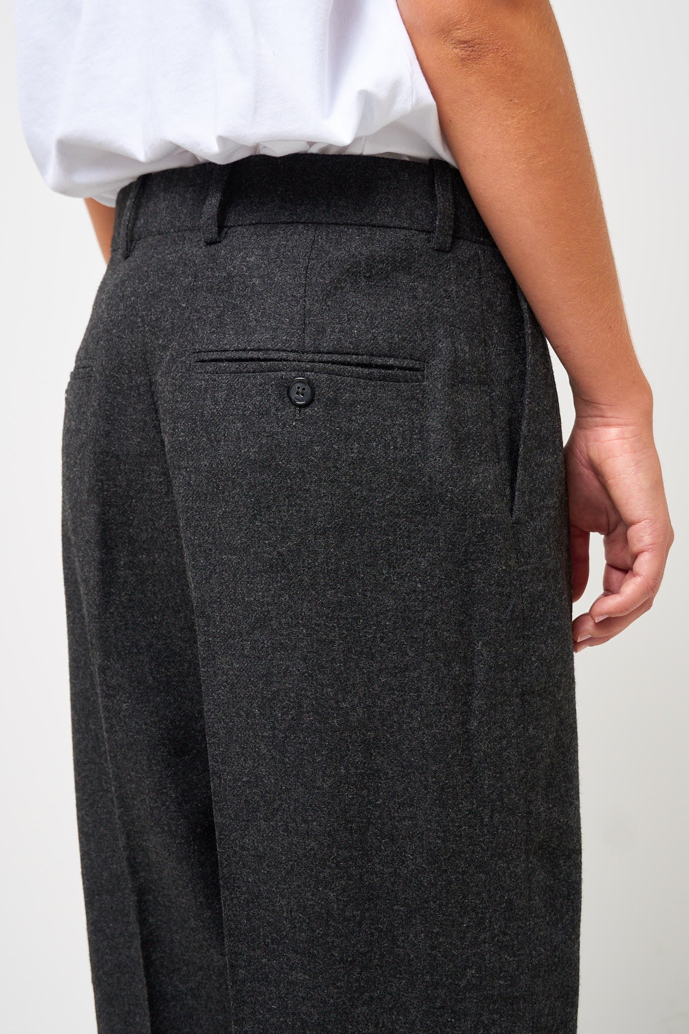 Wide Flannel Trousers Charcoal Melange