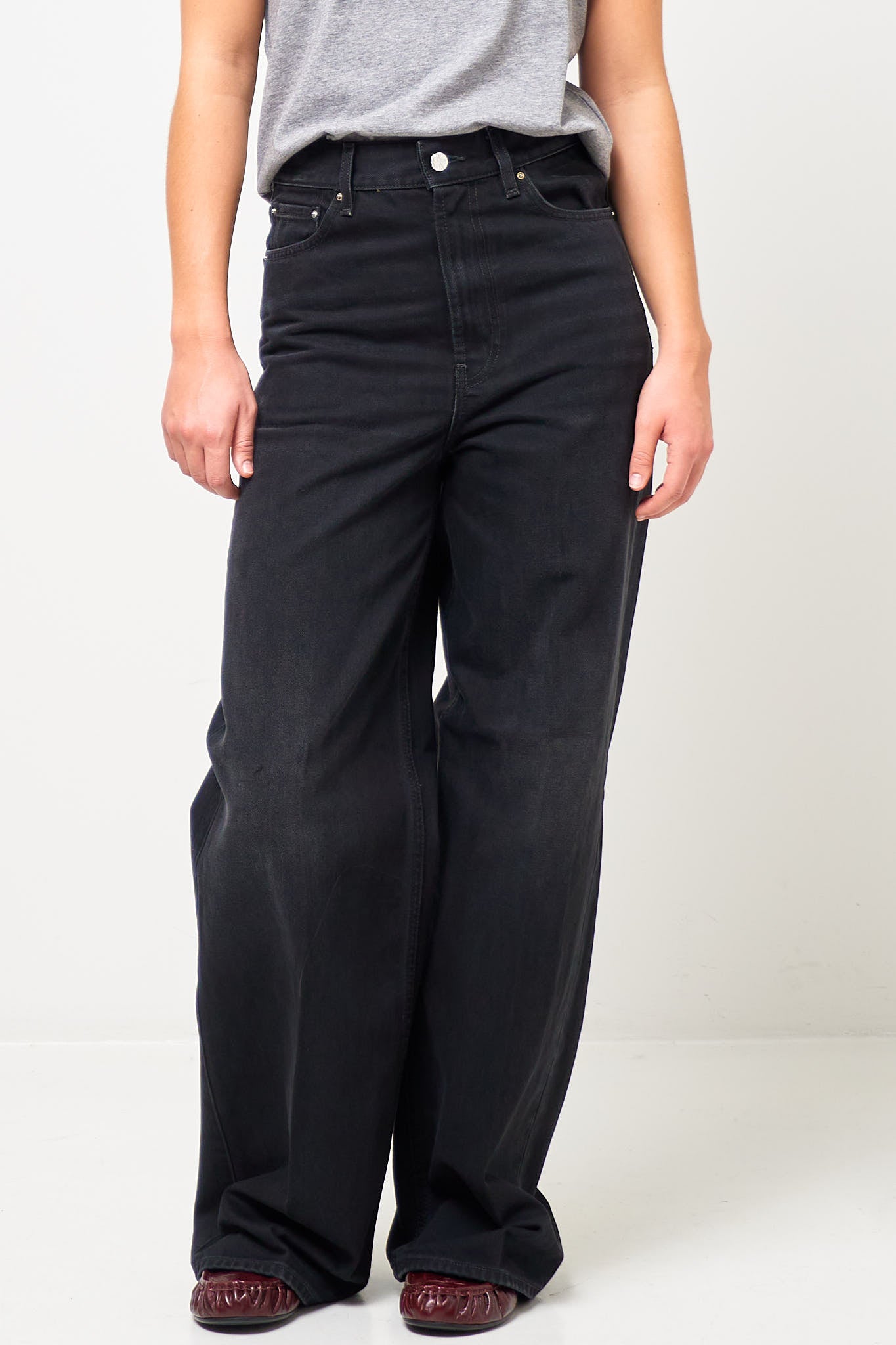Wide Leg Denim Faded Black