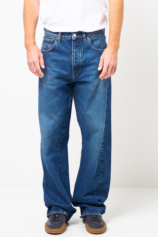 Wide Twist Jeans Dark Blue Worn