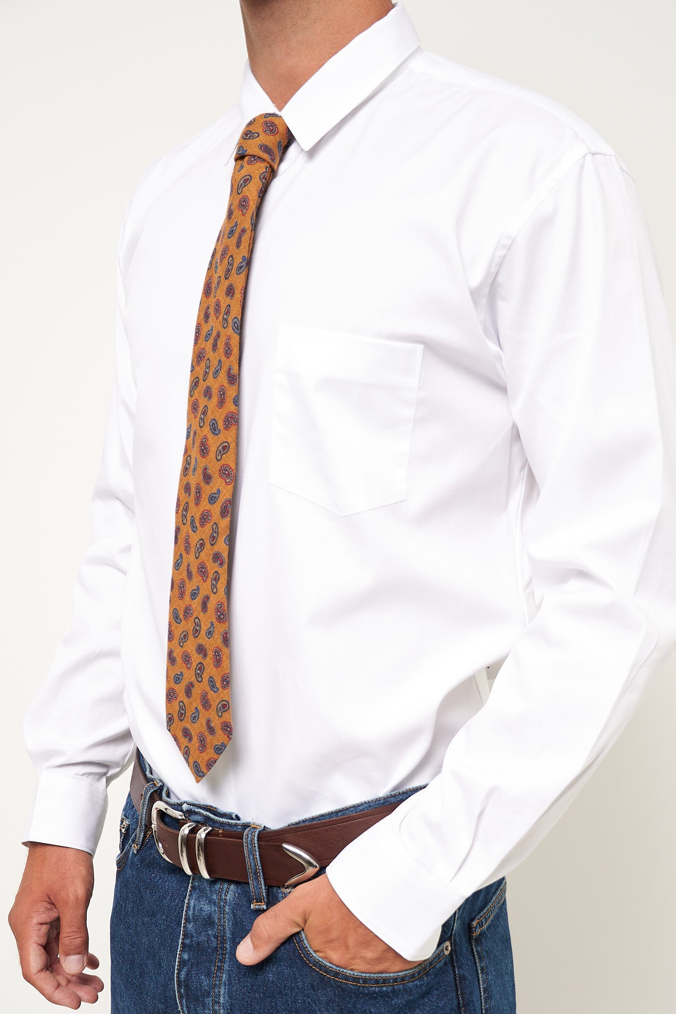 Wool Tie Butterscotch Paisley