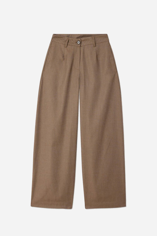 Yroway Trousers Heathered Ash Brown Stripes