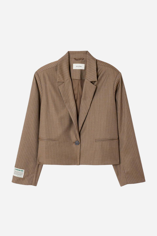 Yroway Blazer Heathered Ash Brown Stripes