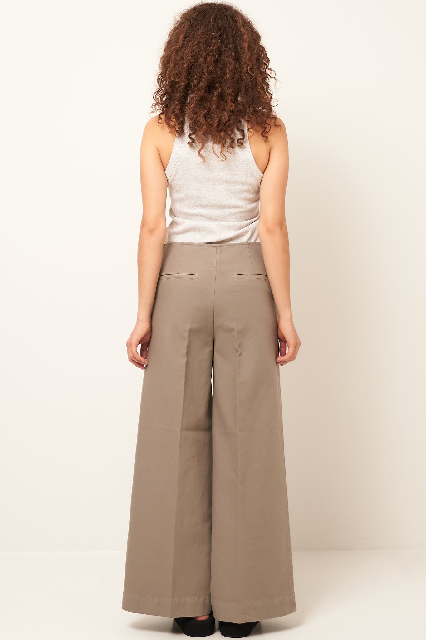 Zip-Front Wide Trousers Dove