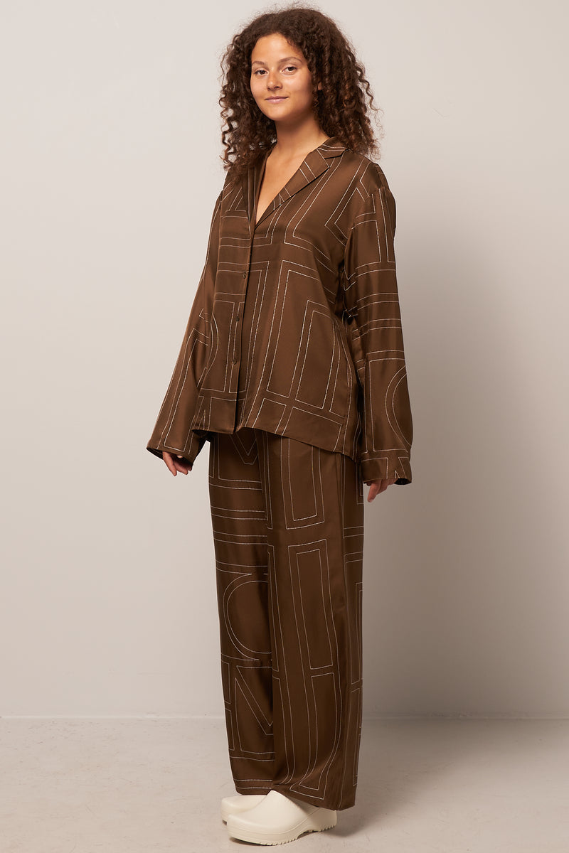 TOTEME - Monogram SIlk Pj Bottoms Mocha