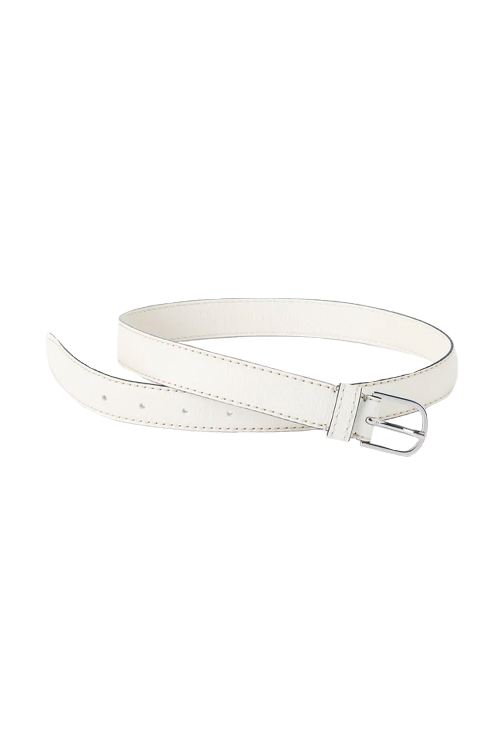 Narrow belt with studs - White/Gold-coloured - Ladies