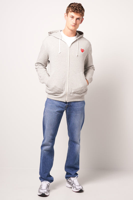 Red Heart Zip Hoodie Grey