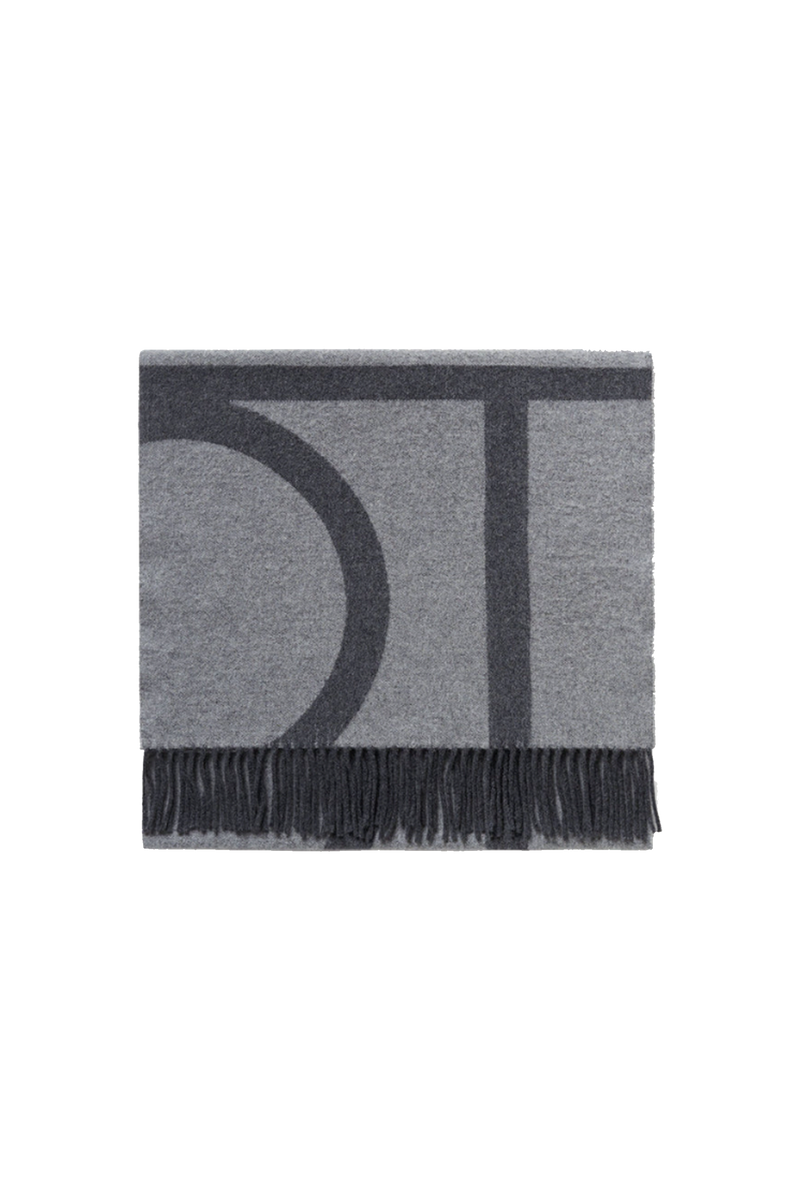 Monogram Jacquard Wool Scarf in White - Toteme